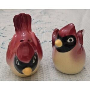 Vintage Salt And Pepper Red Cardinals Shakers Never Used